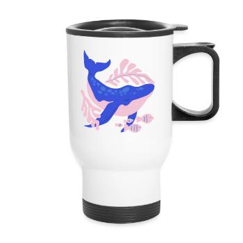 Rorqual rose et bleu - Tasse isotherme avec poignée - blanc - Devant