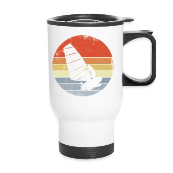 Vintage Windsurfer Skizze - Thermobecher mit Tragegriff - Weiß - Vorne