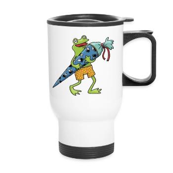 Frog School Cone - Thermal mug with handle - white - Front