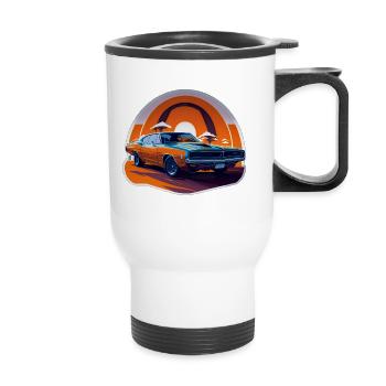 Retro Thunder - Thermal mug with handle - white - Front
