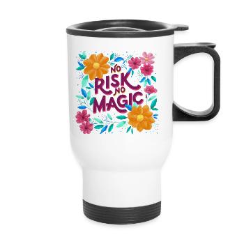 No Risk. No Magic. - Thermal mug with handle - white - Front