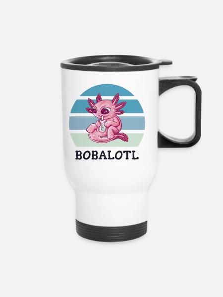 Boba Bubble Tea Axolotl Bobalotl - Thermal mug with handle - white