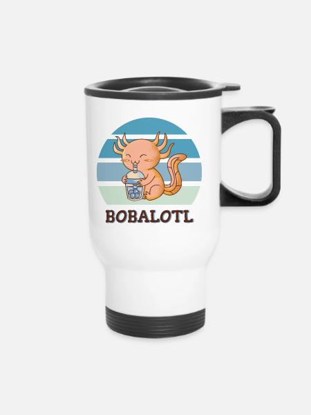 Boba Bubble Tea Axolotl Bobalotl - Thermal mug with handle - white