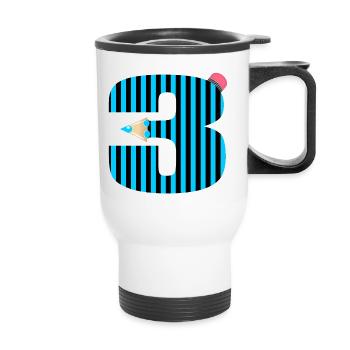BLUE PEN THREE NUMBER 3 THIRD GRADERS - Thermal mug with handle - white - Front