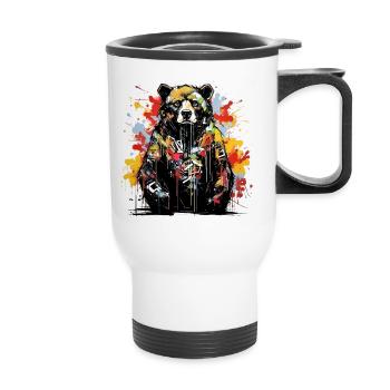Ours rugissant. La force du style graffiti. - Tasse isotherme avec poignée - blanc - Devant