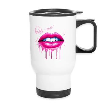 Embrasse-moi les lèvres Kissing Mouth Cadeau - Tasse isotherme avec poignée - blanc - Devant