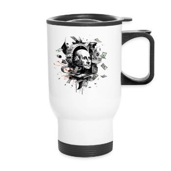George Washington Money Printing Machine Money Gift - Thermal mug with handle - white - Front