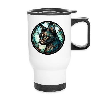 Minskin Katzenrasse Aquarellglas - Thermobecher mit Tragegriff - Weiß - Vorne