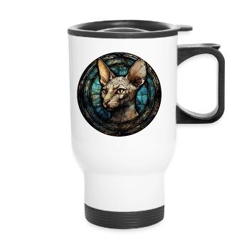 Peterbald Katzenrasse Aquarellglas - Thermobecher mit Tragegriff - Weiß - Vorne