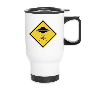 Warning Alien Abduction - Thermal mug with handle - white - Front