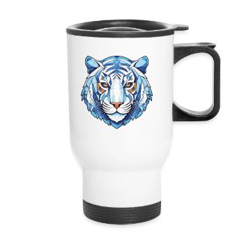 Bleu Tigre Aquatique Aquarelle Coloré Animal Pet - Tasse isotherme avec poignée - blanc - Devant