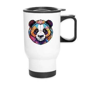 Panda Buntes Aquarell Tier Haustier Illustration - Thermobecher mit Tragegriff - Weiß - Vorne