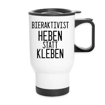 Bieraktivist - Heben statt Kleben - Thermobecher mit Tragegriff - Weiß - Vorne