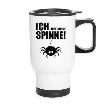 SPINNE - SPINNEN - LIEBE - TIER - TIERISCH - Thermobecher mit Tragegriff - Weiß - Vorne