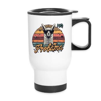 Lustiges Geschenk - No Problama - Thermobecher mit Tragegriff - Weiß - Vorne