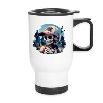 Graveyard Skull with Headphones - Thermal mug with handle - white - Front