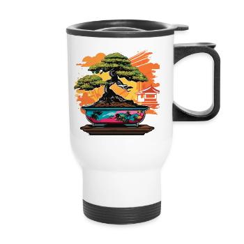 Japanese Bonsai Tree - Thermal mug with handle - white - Front