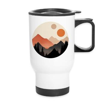Mountains and two suns - Thermal mug with handle - white - Front