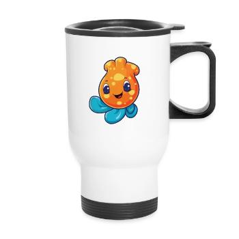 Sea Squirt Cartoon Kawaii Aquarelle Illustration - Tasse isotherme avec poignée - blanc - Devant