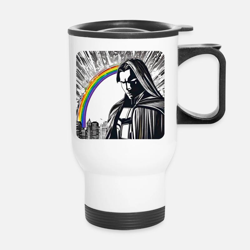 Man and rainbow - Thermal mug with handle - white