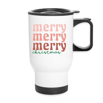 merry merry merry christmas - Thermobecher mit Tragegriff - Weiß - Vorne