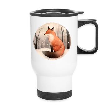 Renard en hiver - Tasse isotherme avec poignée - blanc - Devant