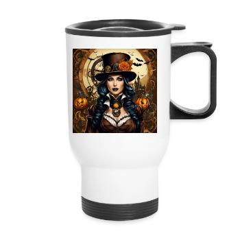 Halloween dans le style steampunk - Tasse isotherme avec poignée - blanc - Devant