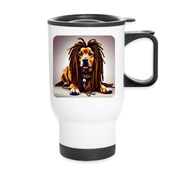 Cool dog with dreadlocks - Thermal mug with handle - white - Front