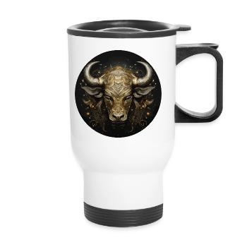 Ornement de tête de taureau doré - Tasse isotherme avec poignée - blanc - Devant