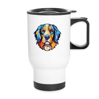 Slovensky Kopov Slovak Dog Breed Watercolor Glass - Thermal mug with handle - white - Front
