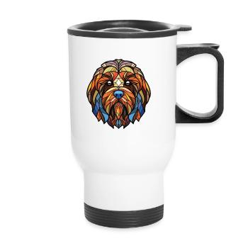 Lowchen Little Lion Dog Breed Colorful Watercolor - Thermal mug with handle - white - Front