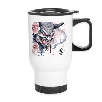 Japanese Hannya - Thermal mug with handle - white - Front