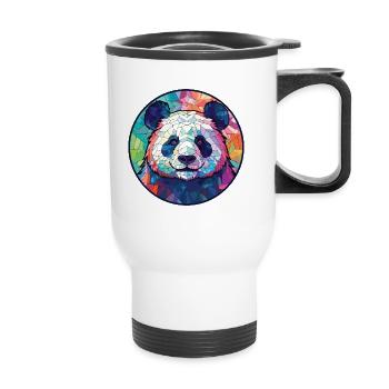 Panda Buntes Aquarell Tier Haustier Illustration - Thermobecher mit Tragegriff - Weiß - Vorne