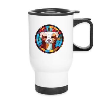 Ferret Colorful Watercolor Animal Pet Illustration - Thermal mug with handle - white - Front