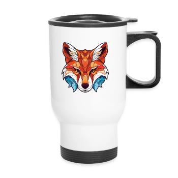 Fuchs buntes Aquarell Tier Haustier Illustration - Thermobecher mit Tragegriff - Weiß - Vorne