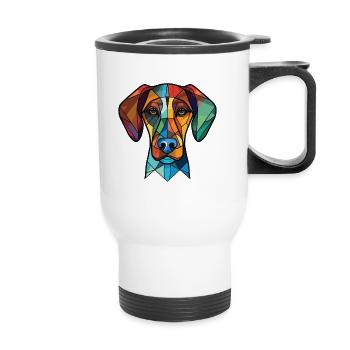 Cao De Castro Laboreiro Dog Breed Watercolor Glass - Thermal mug with handle - white - Front