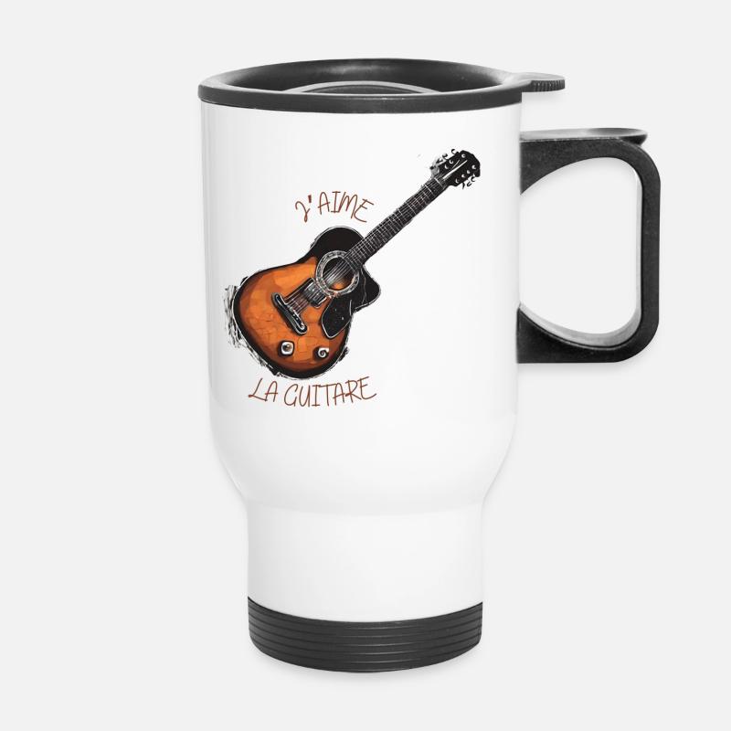 I love the guitar - Thermal mug with handle - white