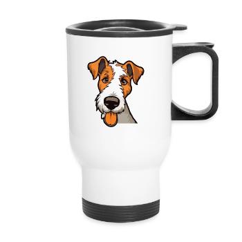 Foxterrier Glatte Hunderasse Karikatur Kawaii Illust - Thermobecher mit Tragegriff - Weiß - Vorne
