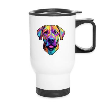 Black Mouth Cur Dog Breed Cartoon Kawaii Illustrat - Thermal mug with handle - white - Front
