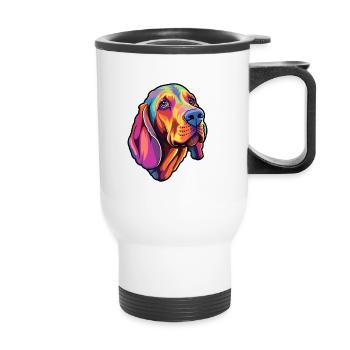 Lettische Jagdhunderasse Cartoon Kawaii Illustration - Thermobecher mit Tragegriff - Weiß - Vorne