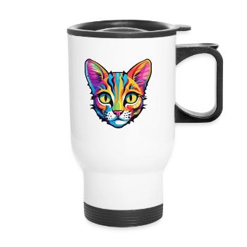 Bambino Cat Breed Aquarelle Cartoon Kawaii Pet - Tasse isotherme avec poignée - blanc - Devant