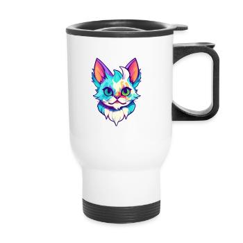 Australian Spotted Mist Cat Colorful Cartoon Kawai - Thermal mug with handle - white - Front