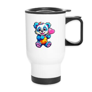 Panda Buntes Aquarell Cartoon Kawaii Tier - Thermobecher mit Tragegriff - Weiß - Vorne