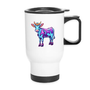 Vache Aquarelle Colorée Dessin Animé Kawaii Animal - Tasse isotherme avec poignée - blanc - Devant