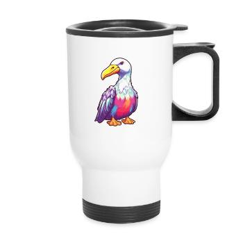 Albatross Colorful Watercolor Cartoon Kawaii Anima - Thermal mug with handle - white - Front