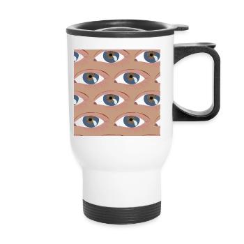 Eyes lined up - Thermal mug with handle - white - Front