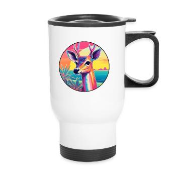 Impala Buntes Aquarell Cartoon Kawaii Tier - Thermobecher mit Tragegriff - Weiß - Vorne