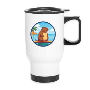 Capybara aquarelle dessin animé Kawaii Clipart Animal - Tasse isotherme avec poignée - blanc - Devant
