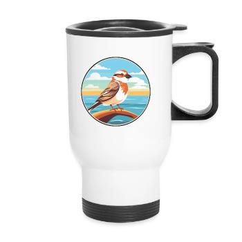 Sparrow Watercolor Cartoon Kawaii Clipart Animal - Thermal mug with handle - white - Front