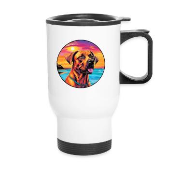 Black Mouth Cur Dog Breed Colorful Cartoon Waterco - Thermal mug with handle - white - Front